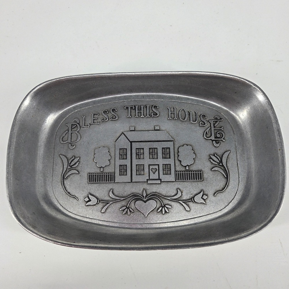 Wilton Armetale Bless This House Pewter RWP Bread Tray Trinket Dish Mount Joy PA